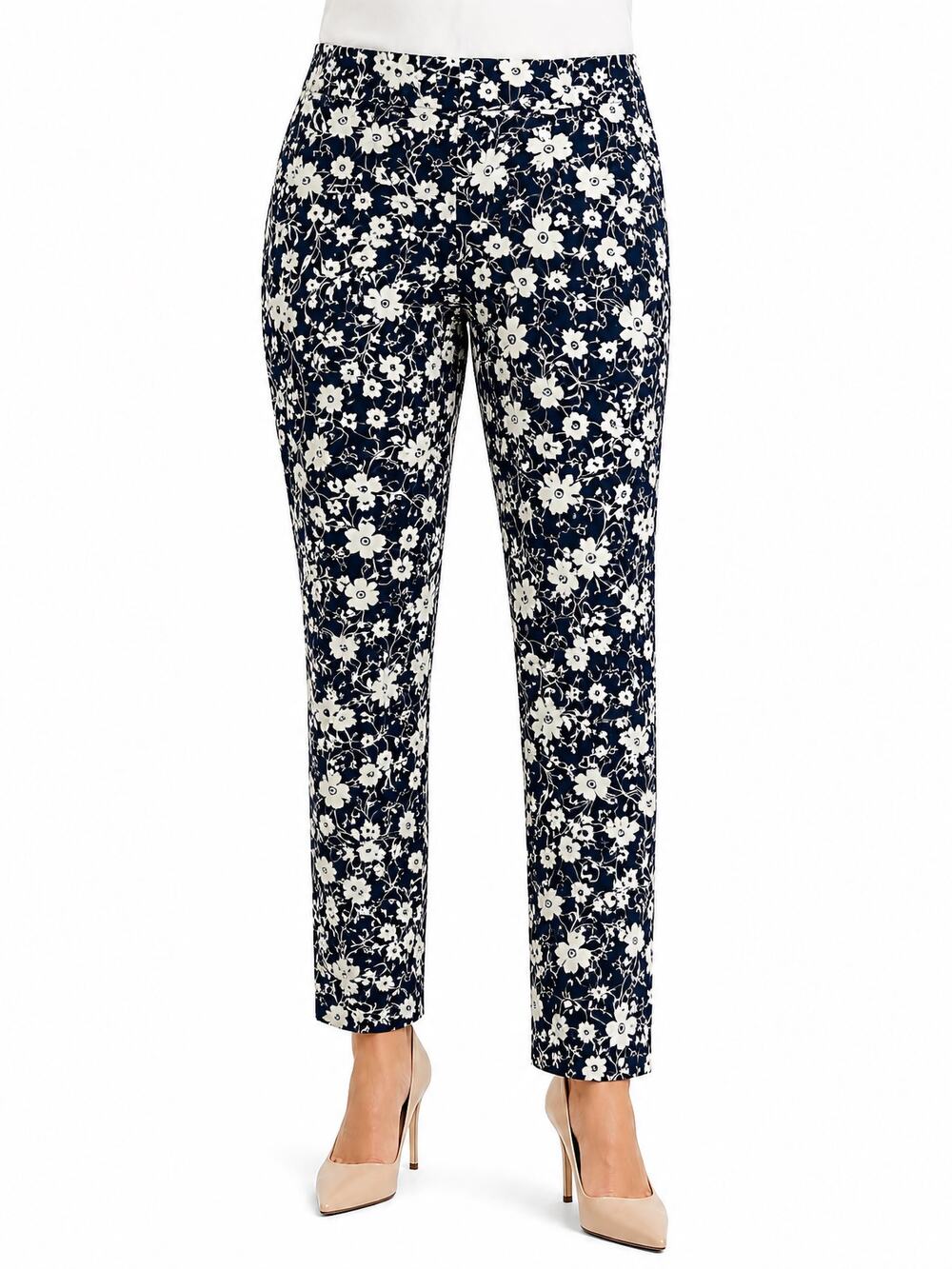 Talbots Chatham Floral Ankle Chino Pants 6 Navy White Slim Stretch Cotton NWT